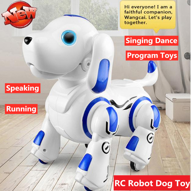New RC Robot Dog Toy Intelligent Smart Speaking Music RC dog Pet Robot Can Program Sing Dance Running Interactive Toy kid Pet To