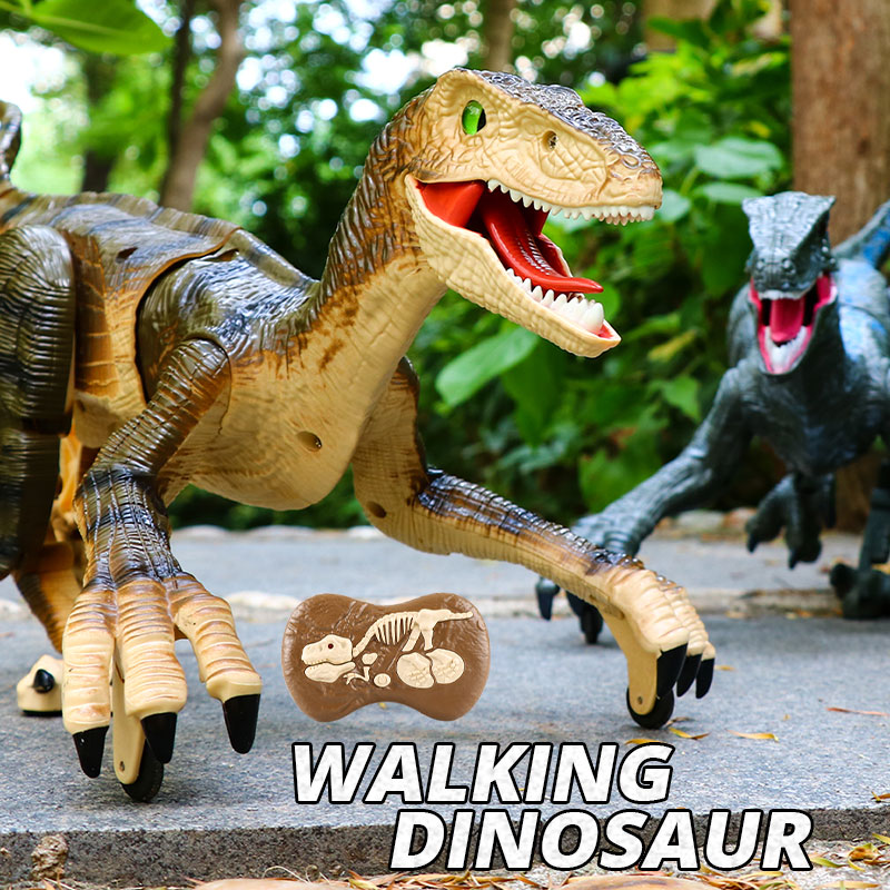 2022 New 2.4G Remote Control Dinosaur Jurassic World Remote Control Velociraptor Simulation Walking Animal Toy Kids Gift
