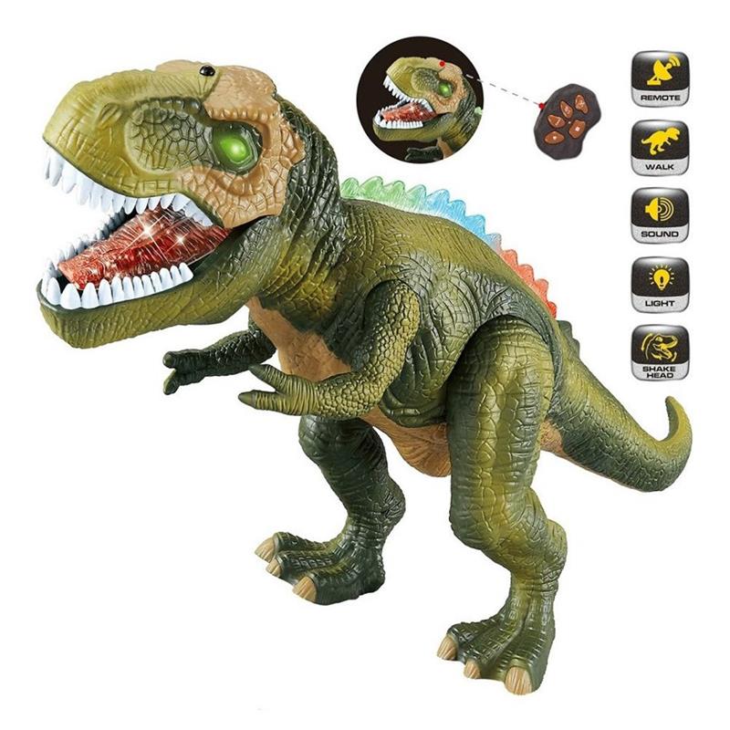 2.4G Remote control Electric Walking Dinosaur Toys Simulation RC Velociraptor Intelligent Animals Model Toys with Light SoundType:Army Green