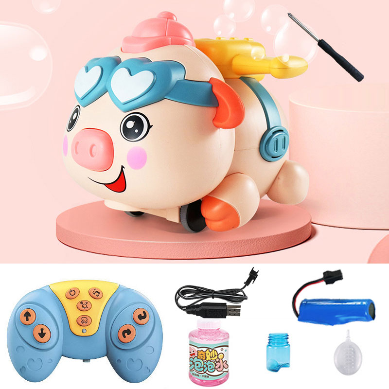 RC Pig Kids Bubble Machine Remote Control Car Robot Animal Spray Fog Music Electronic Cow UBS Charge Electric Pet Children Gift