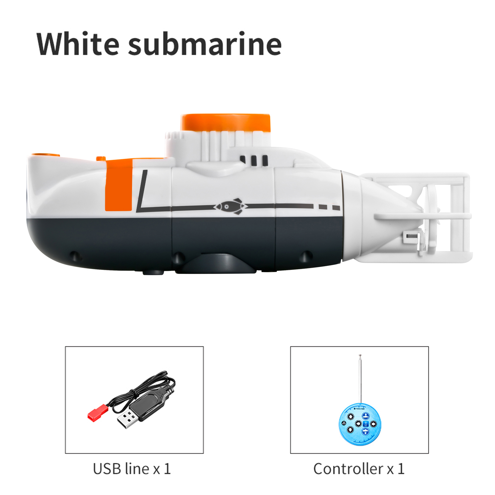 Mini RC Submarine 0.1m/s Speed Remote Control Boat Waterproof Diving Toy Simulation Model Gift for Kids Boys Girls New Year GiftOrigin:China,Type:white
