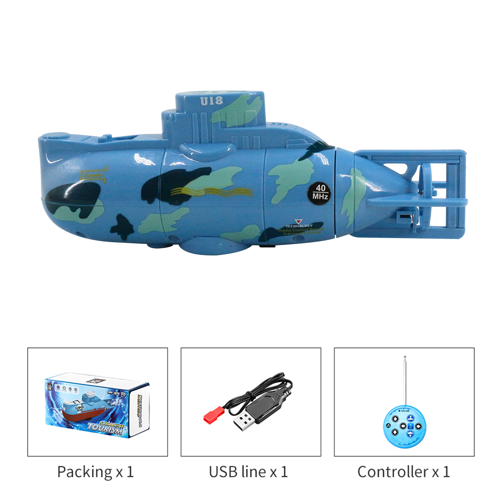 Mini RC Boat 6 Channel 0.1m/s Speed Remote Control Boat Ship Waterproof Diving Toy Simulation RC Model Model Gift For KidsOrigin:China,Type:Blue