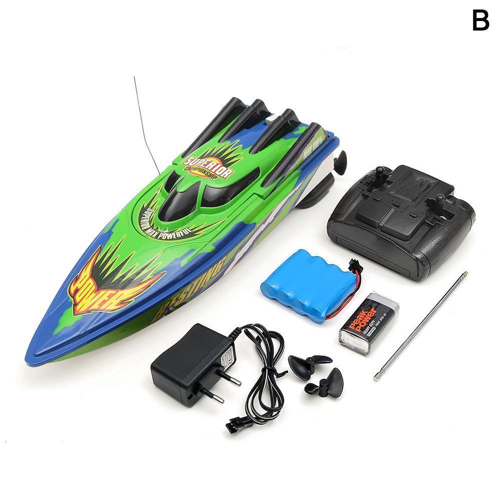 Boat 30km/h High Speed Racing Rechargeable Batteries Remote Control Boat for Children Toys Kids Christmas Gifts 33x11x9cmType:Green