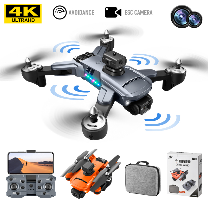 Newest Mini Drone K7 5G WIFI 4K HD Professional Camera LED Light 2.4G Signal 3-axis Anti-shake ESC With Optical Flow Quadcopter