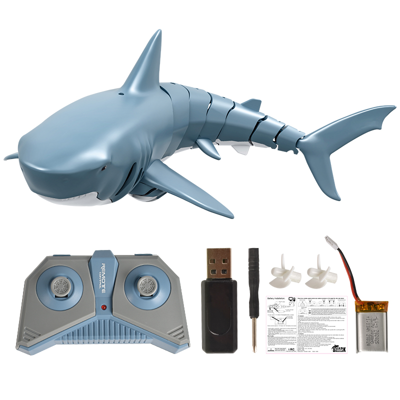 Remote Control Shark 2.4G Waterproof Remote Control pool Toy fish Electric Remote Control water shark Toy Children GiftType:white