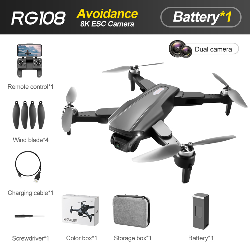FBDFA   RG108 Max GOS Drone 8K Professional Dual HD Camera FPV 3KM Aerial Photography Brushless Motor Foldable Quadcopter ToysType:Gray