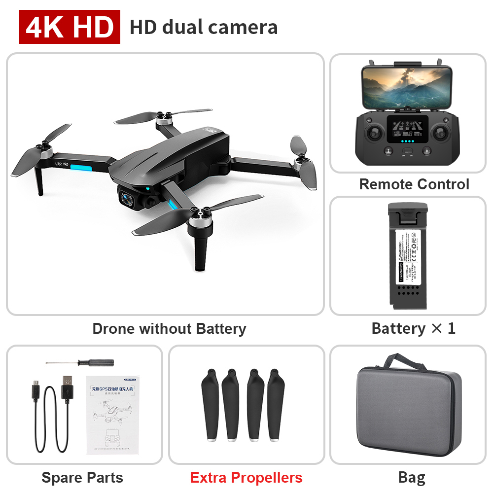 L700 PRO GPS FPV 1200m Drone 4K Professional Dual HD Camera Aerial Photography Brushless Motor Foldable Quadcopter Toys for BoysType:Gray