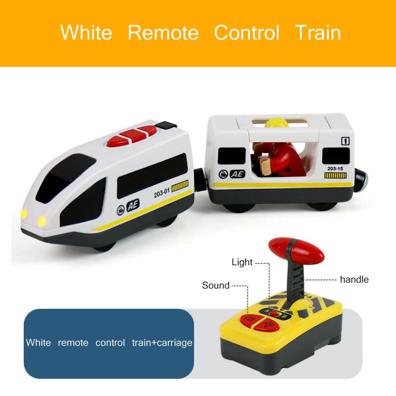 Wooden Remote Train Railway Accessories Remote Control Electric Train Magnetic Rail Car Fit For Thomas Train Track Toys For KidsType:white