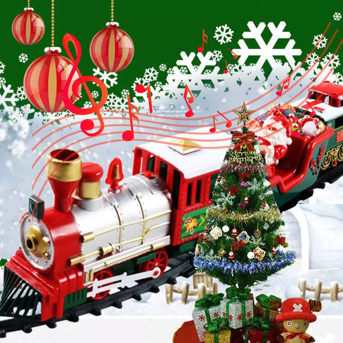 Christmas Electric Train Toys Railway Toy Cars Racing Track With Music Santa Claus Christmas Tree Decoration Train Model Toys