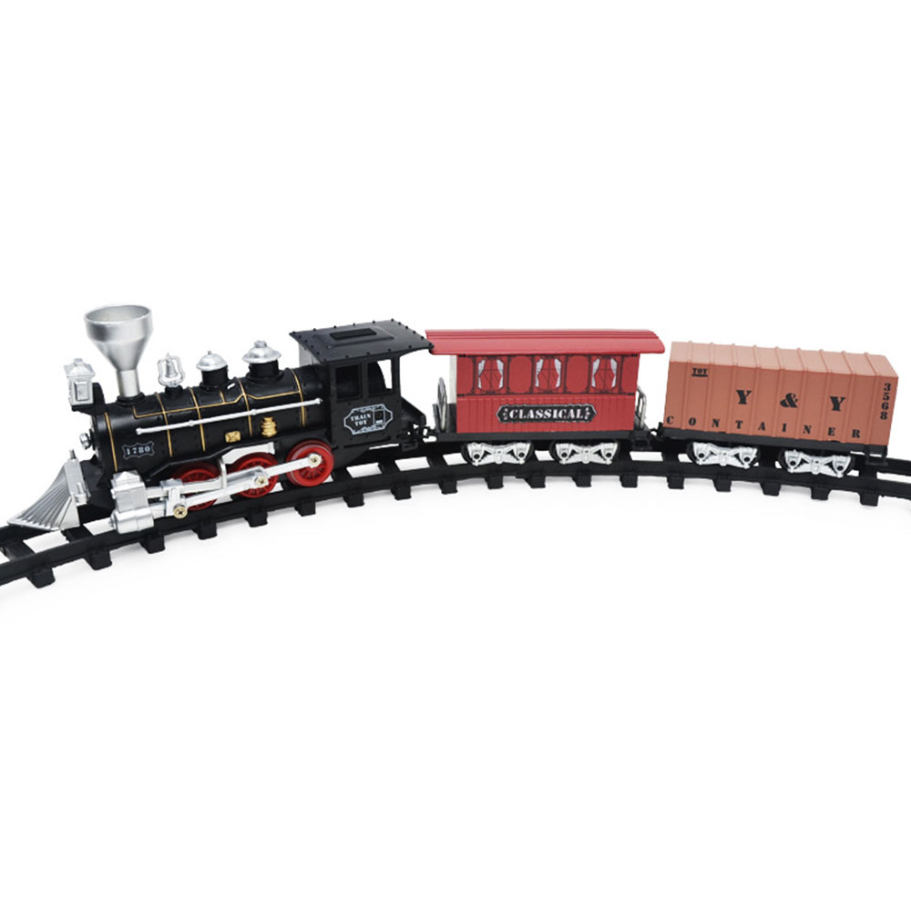 Classical Track Train Electric Train Toys Railway Train Battery Operated Track Railroad with Smoke Light And Sound Model ChildreType:white