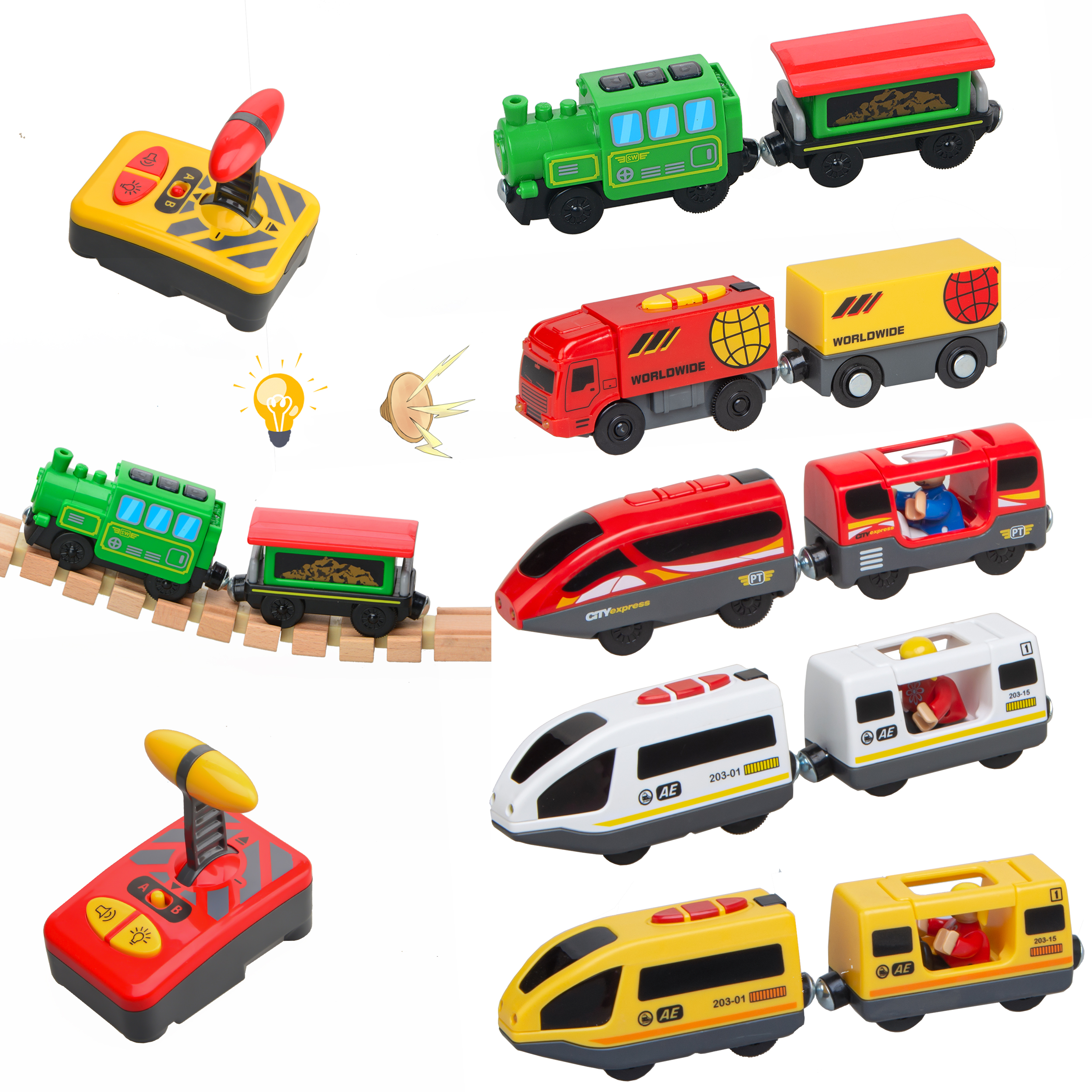 Remote Control Electric Train Toy Set Wooden Railway Accessories Fit For Wooden Train Track Kids Toys