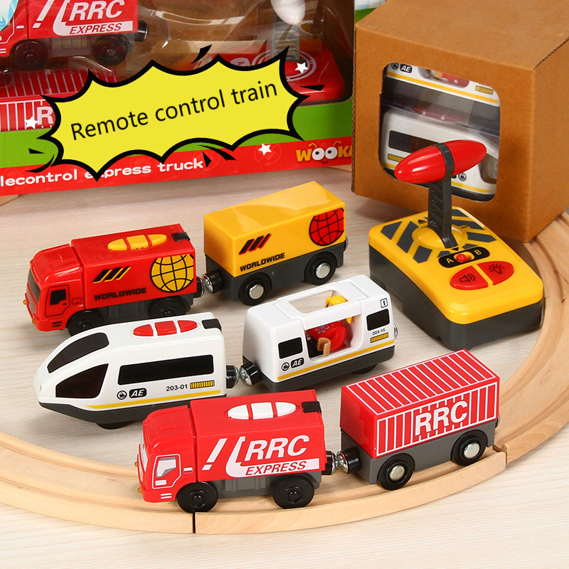 Electric Train Set Toys for Kids RC Car Diecast Slot Toy Fit for Standard Wooden Train Track Railway Battery Christmas Trem Set