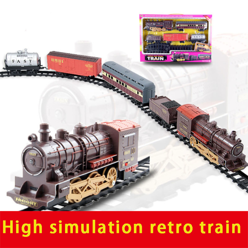 Electric Simulation Railway Steam Train Model Electronic Train Set Assembly Toys Children's Toys Classic Rail Car