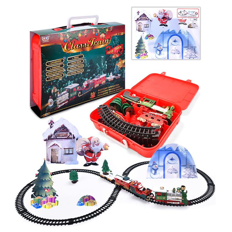 Christmas Electric Train Toys Railway Toy Cars Without Music Racing Track Santa Claus Christmas Tree Decoration Train Model Toys