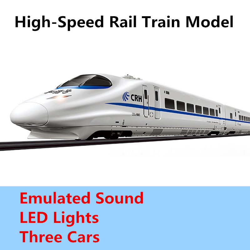 80CM Railcar Simulation High-Speed Railway Train Toys With LED Lights Subway Fuxing EMU Model High-Speed Rail Toy Boy