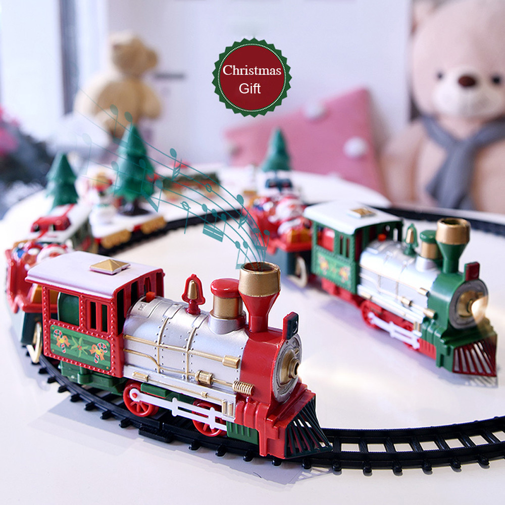 Christmas Train Toy Lights And Sounds Christmas Train Set Railway Tracks Toys Xmas Electrc Train Children Gift Railway Train Set