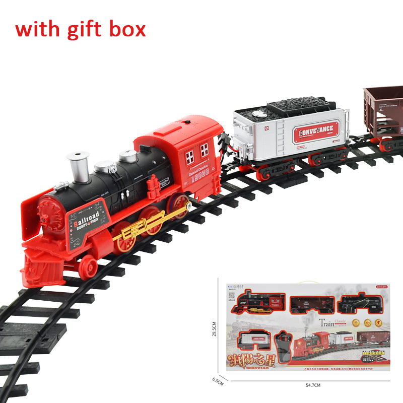 Remote Control Smoke Rail Train Toy Set Kid Steam RC Electric Car Model Connected With Railway Track Children's Present Gift