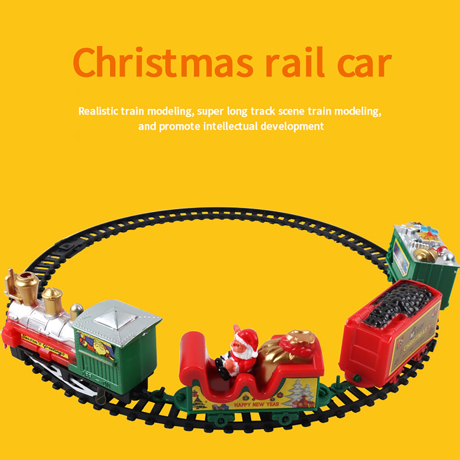 2022 Christmas Train Electric Toy Christmas Tree Decoration Train Track Frame Railway Car With Realistic Rail Car Christmas Gift