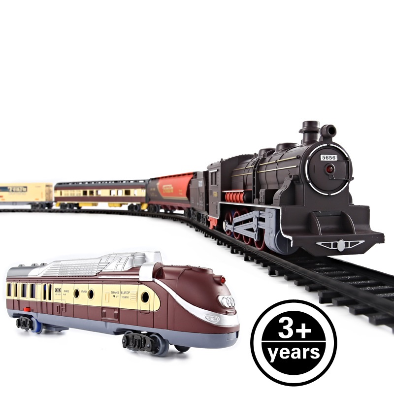 Simulation Train Retro Electric Railcar Train Set  Electric Light Train  Model Educational Toys Gifts For Children