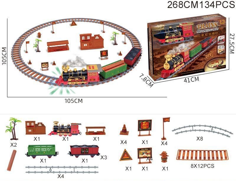 Electric Christmas Train Toy Set Car Railway Tracks Steam Locomotive Engine Diecast Model Educational Game Boy Toys for Children