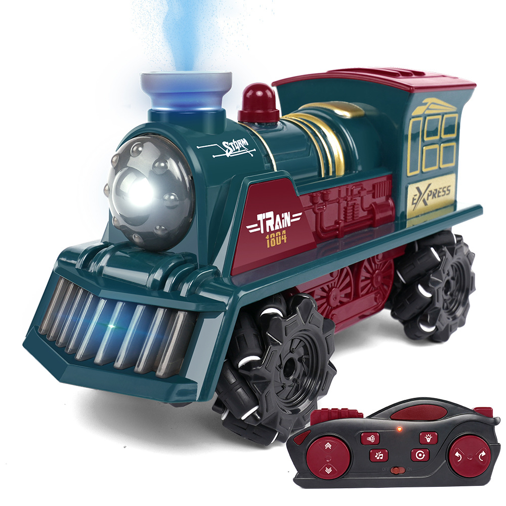 2.4G Remote Control Electric Train Remote Control Stunt Rotating Drift Car Side Driving With Spray Track Light Sound Effect Toy