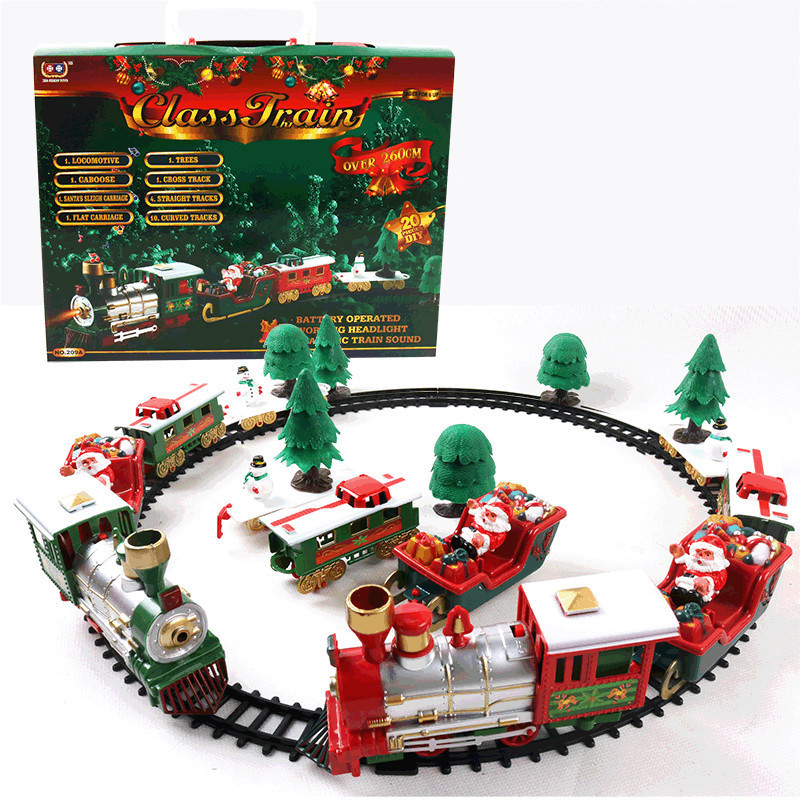Lights And Sounds Christmas Train Set Railway Tracks Toys Xmas Train Gift Toys For Kids Birthday Party Christmas Gift for Child