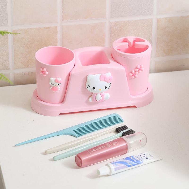 TAKARA TOMY Fashion Cartoon Hello Kitty Wash Cup Simple Mouth Cup Toothbrush Holder Set Couple Children Tooth CupType:white