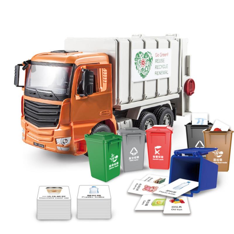1 Set of Trash Truck Garbage Sorter Toys Birthday Gift Environmental Truck Friction Pull-back Truck for Kids Home GiftsType:white