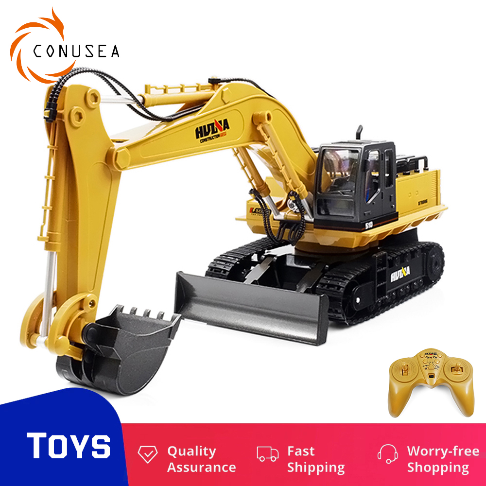 HUINA 1/16 RC Car RC Excavator 2.4G Radio Controlled Truck Caterpillar Tractor Model Engineering Cars 11 Channel Toys For Boys