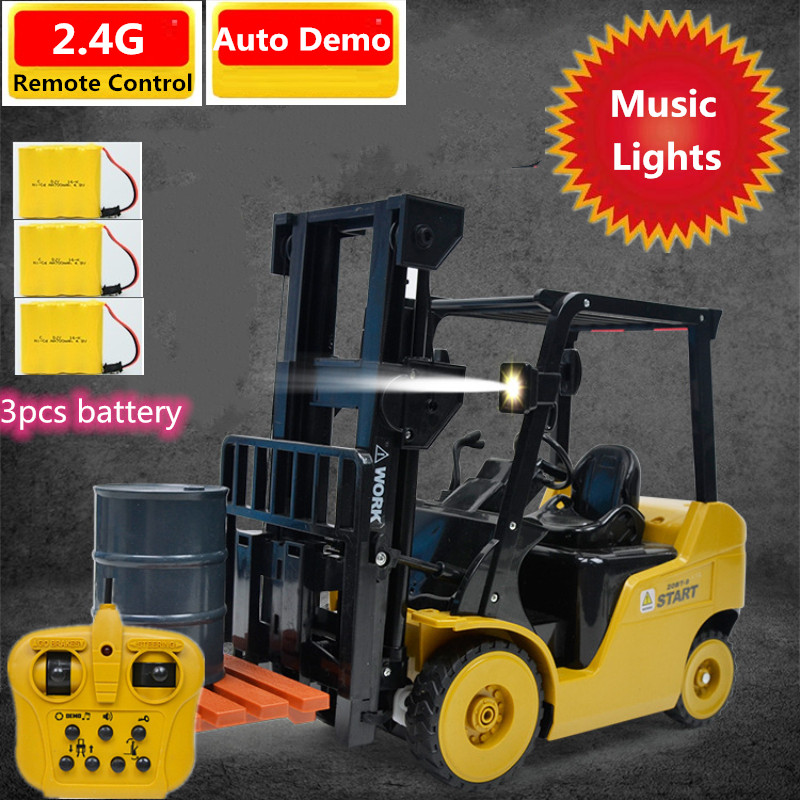 2.4G High Simulation Remote Control Forklift Truck Loader Truck Auto Demo Lifting Music Light Engineering vehicle Boys Kid Gift