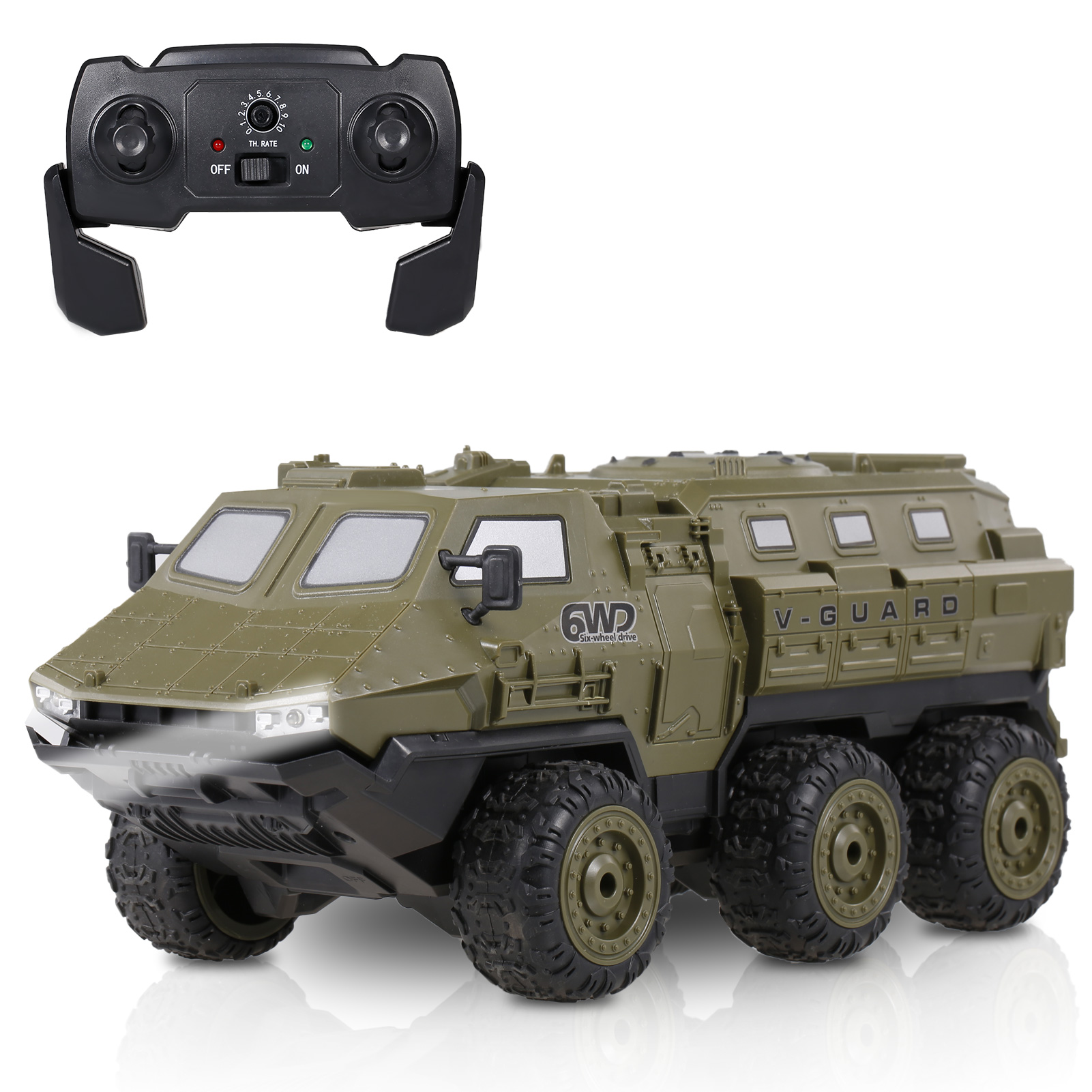 9510E RC Military Truck 1:16 6WD 2.4GHz Army Truck High Speed 30KM/H RTR With Super Bright LED Headlights Powerful Motor