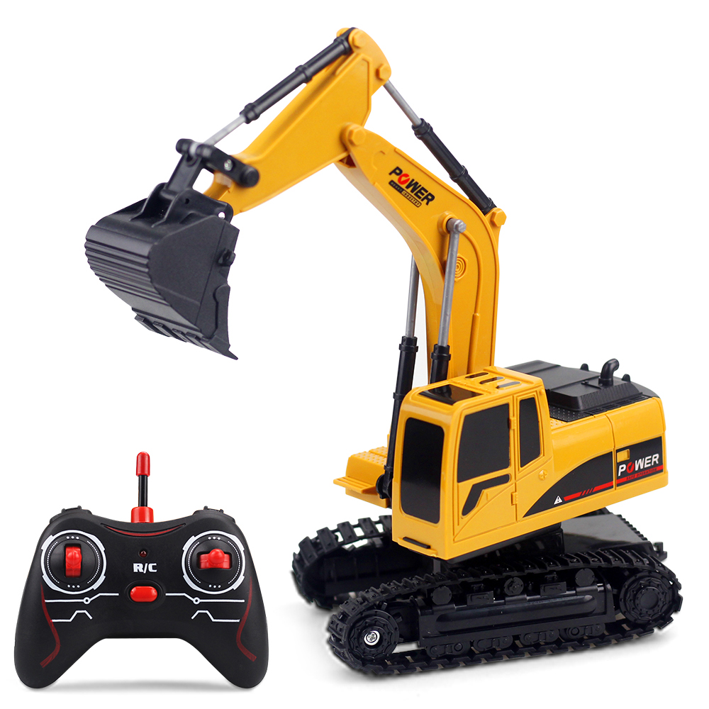 GOOLRC 1/24 RC Excavator RC Truck Excavator Construction Tractor Metal Shovel Kids Toy with Lights & Sounds Remote Control Gifts