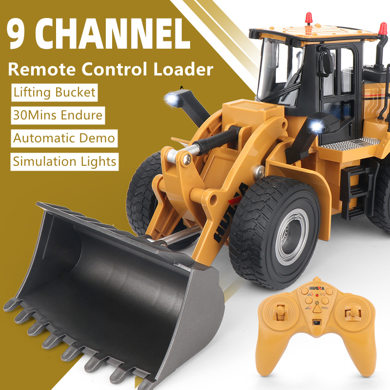 2.4G Remote Control Loader 9-CH Bucket Lift Up&Down Automatic Demostration 30Mins Lasting Time Sound And Light Effects RC Truck