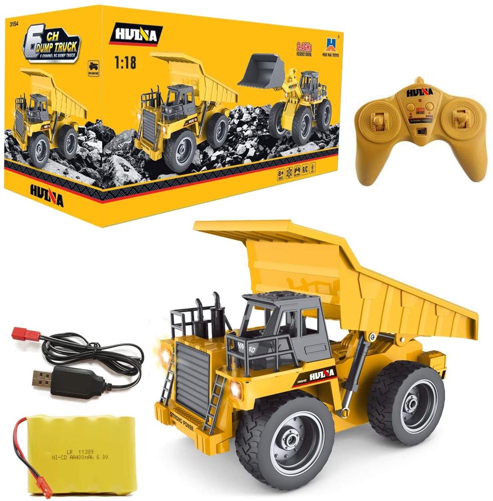 Huina 1540 Rc Dump Truck Remote Control Excavator 1/18  Toys Alloy RC Model Toy Engineering Vehicle For Kids Gift