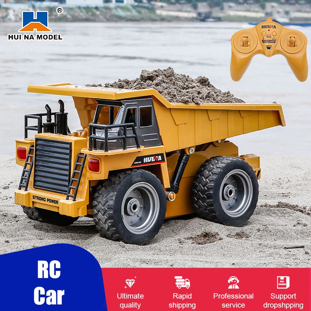 HUINA 1:18 RC Dump Truck Caterpillar Alloy Tractor Model Engineering Cars Excavator 2.4GHz Radio Controlled Car Toys For Boys