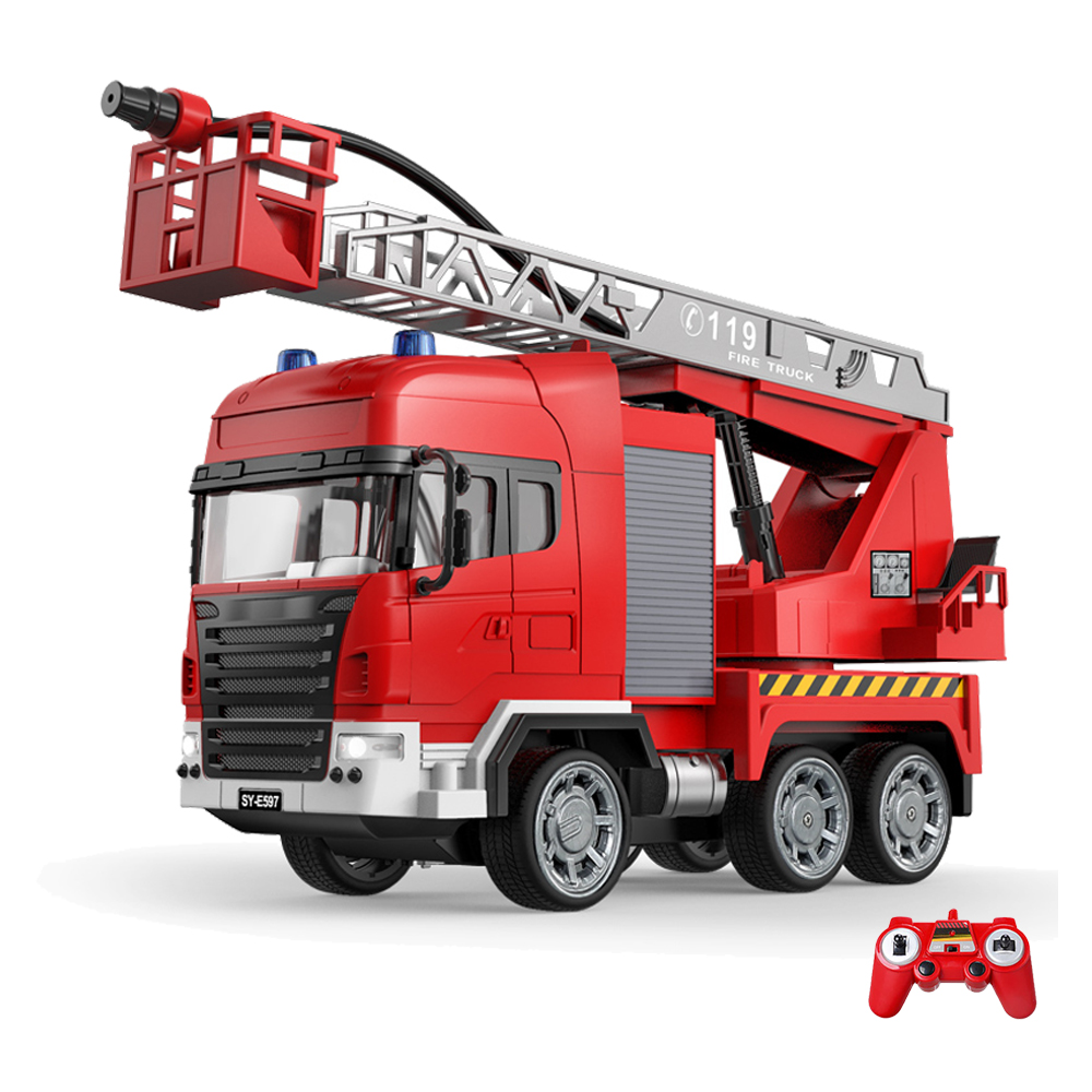 DOUBLE E E597 1/20 RC Fire Truck Car Model Remote Controlled Cars Spray Water Shoots Fires Engines Educational Toys for Boy Kids
