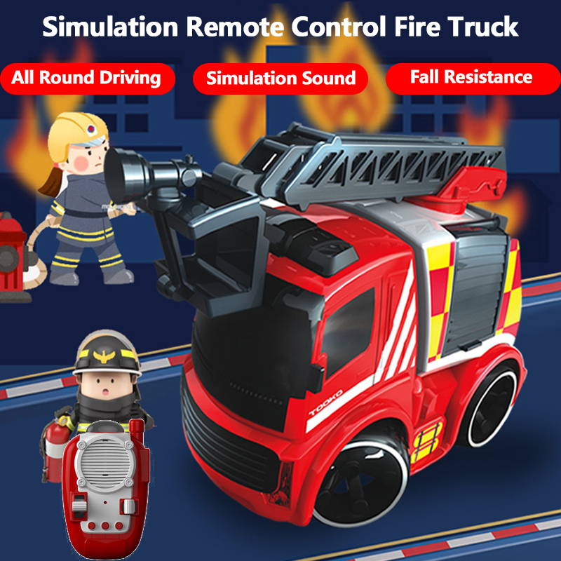 Simulation Wireless Remote Control Fire Truck Smooth Body Sound Effect Parent-child Interaction Electric RC Vehicle Toys For Kid