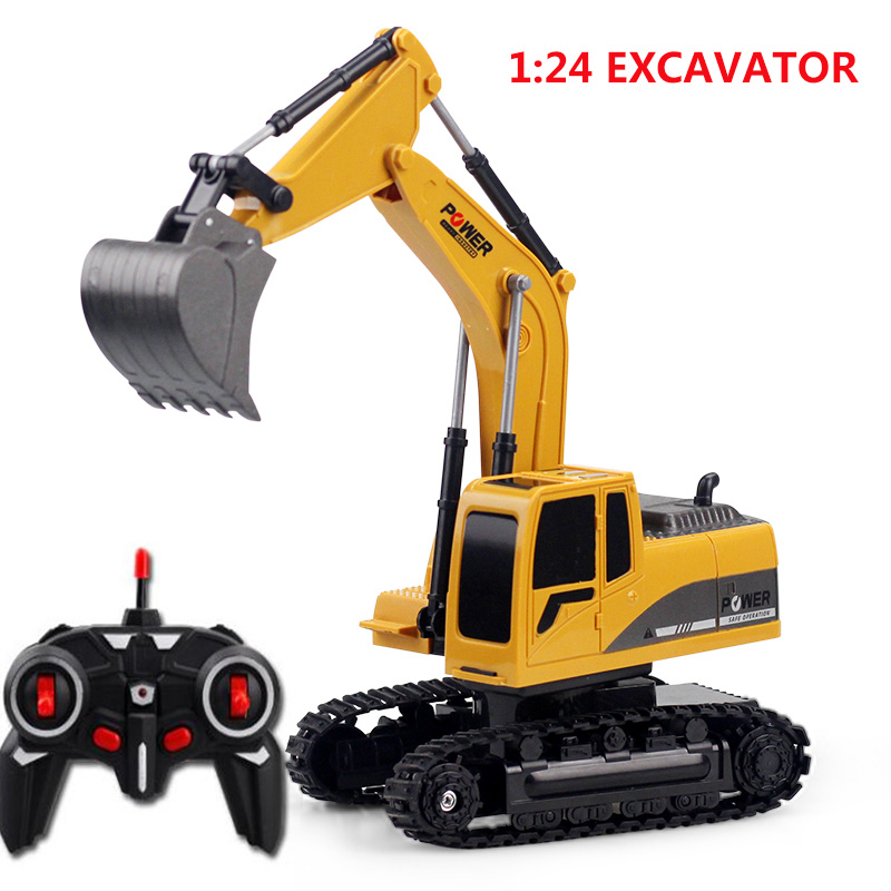 2.4Ghz 6 Channel 1:24 RC Excavator Toy RC Engineering Car Alloy and Plastic Excavator RTR For Kids Christmas Gift