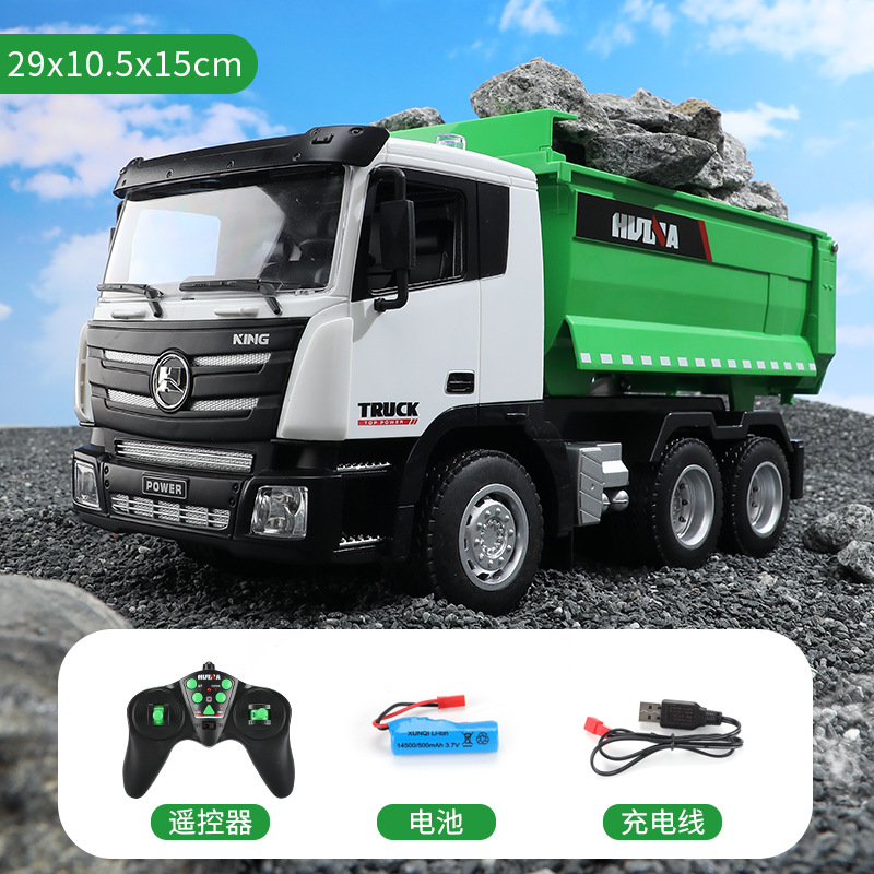 1: 18 Nine-channel Outdoor Remote Control Dump Truck Dump Truck Simulation Engineering Vehicle Electric Toy HUINA Car Model ToyType:white