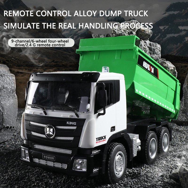 1: 18 Nine-channel Outdoor Remote Control Dump Truck Dump Truck Simulation Engineering Vehicle Electric Toy HUINA Car Model Toy