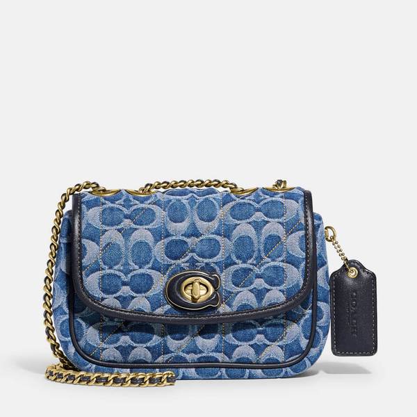 Coach Women's Signature Quilted Pillow Madison Shoulder Bag 18 - Indigo Midnight Navy Multi