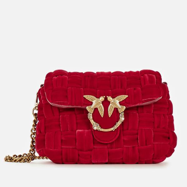 Pinko Women's Mini Puff Weave Velvet Shoulder Bag - Red
