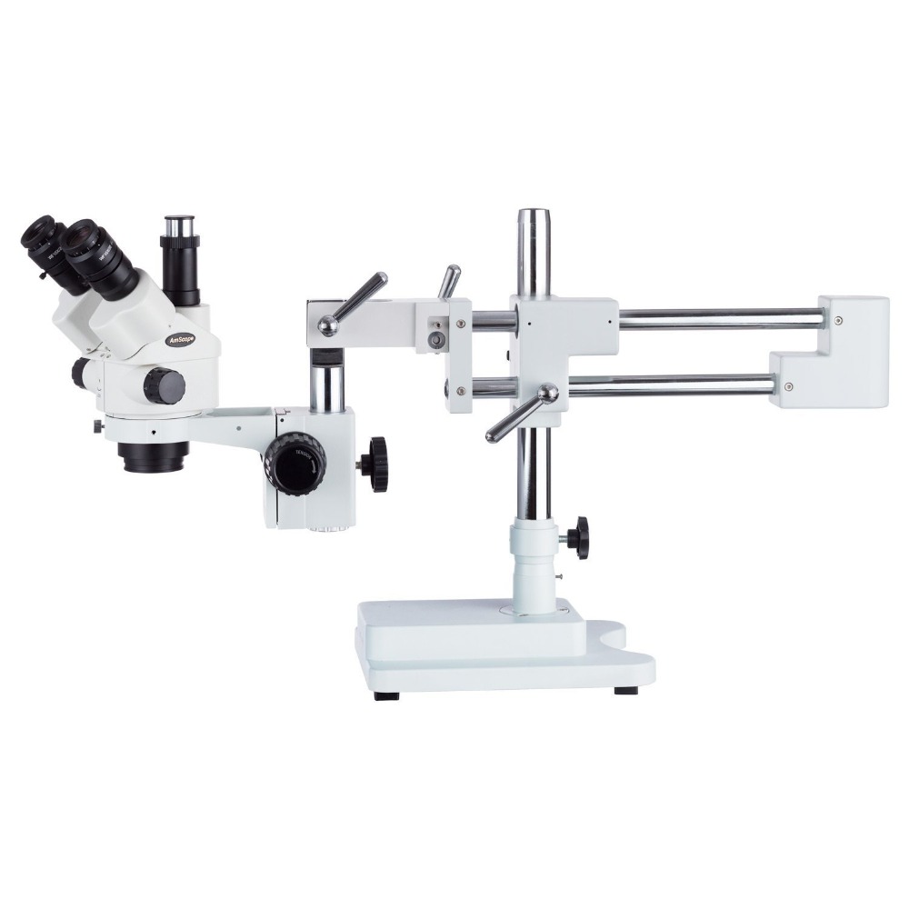 AmScope 7X-45X Simul-Focal Stereo Lockable Zoom Microscope on Dual Arm Boom Stand Mobile phone repair equipment
