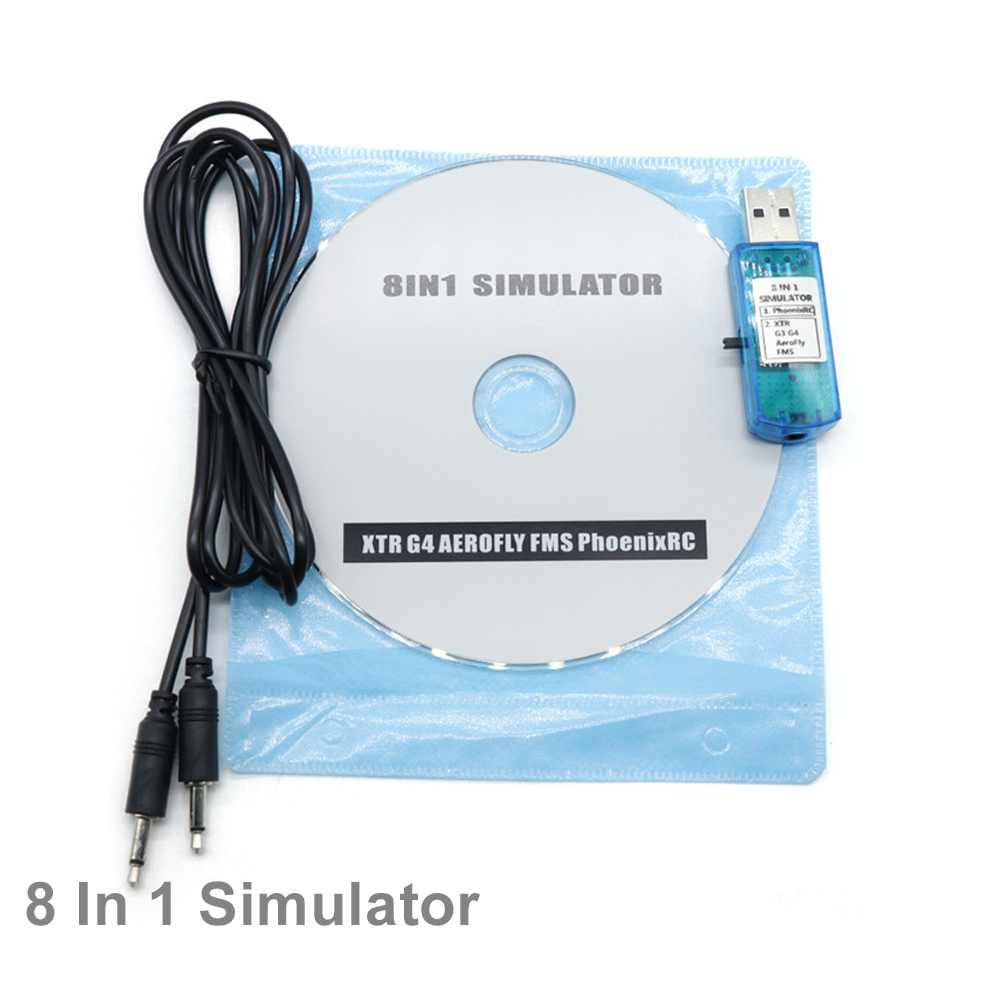 8IN1 USB Flight Simulator Compatible With Phoenix RealFlight XTR Aerofly FMS JR Futaba Esky Walkera Spektrum Hitec Transmitter