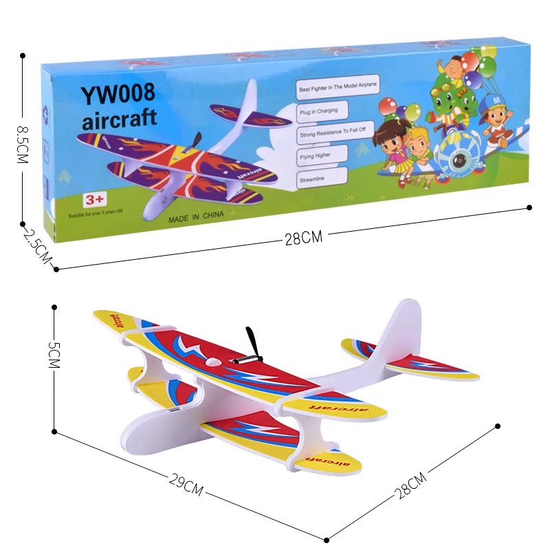 Airplane Hand Throwing Glider Capacitor Electric Aircraft Foam Inertial Plane Model Relieve Kids Toys Avion Airplane ZY-Wisdom