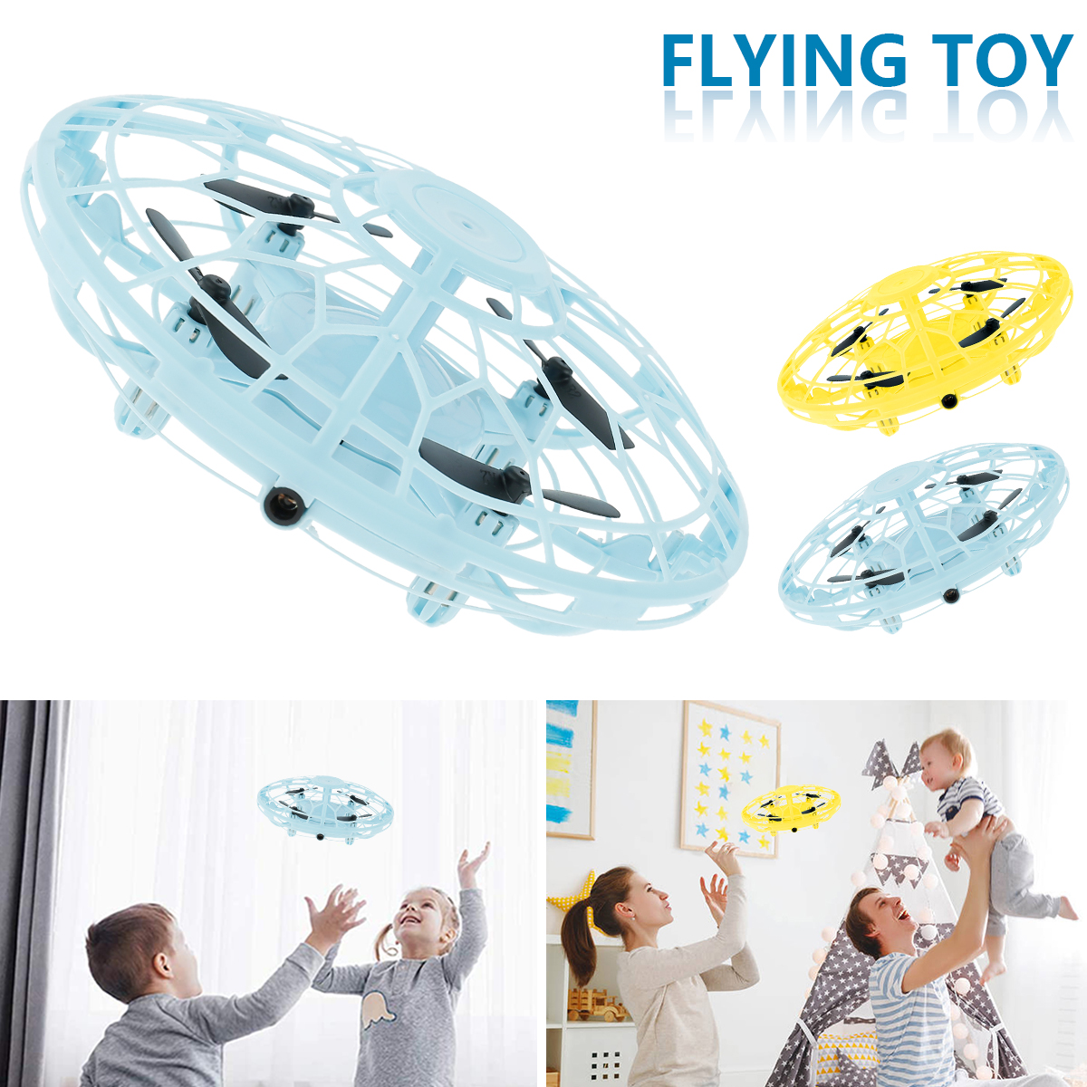 Mini Drone UFO Flying Aircraft Toy Light Up Flying Ball Drone Cool Hand Controlled Drone with 3 Side Motion Sensors USB Charger
