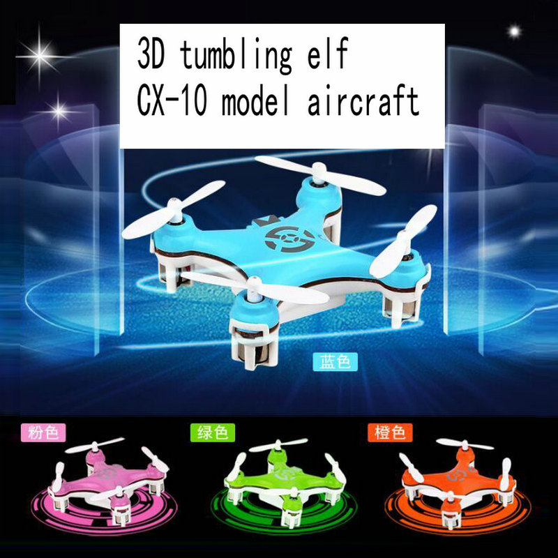 CX-10 4-channel 2.4GHZ3D rotating roll only 4CM mini remote control aircraft, LED lights bright children like elf holiday gifts