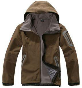 Men's Soft Shell Hooded Jacket Utility Brown